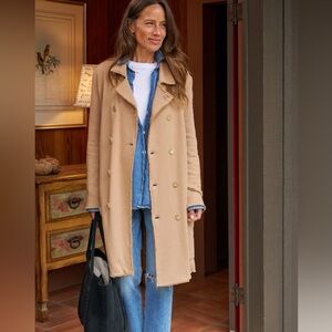 Frank & Eileen Belfast Sweatshirt Trench Coat in Camel Tan Womens Medium